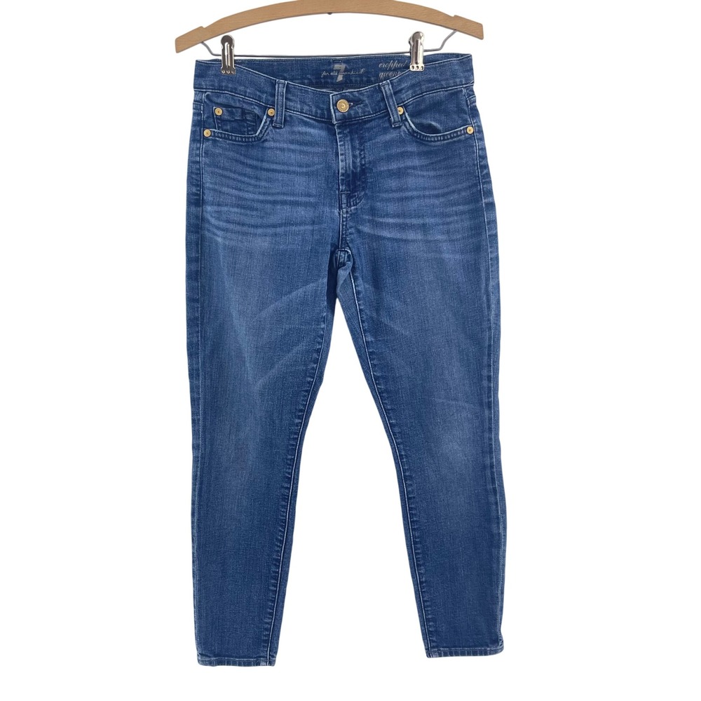 7 For All Mankind Gwenevere Jeans Womens 27 Blue Cropped Skinny Low Rise Capsule